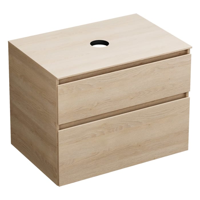 burgbad Lin20 Waschtischunterschrank mit Konsolenplatte 80 cm, 2 Auszüge, Beckenausschnitt mittig