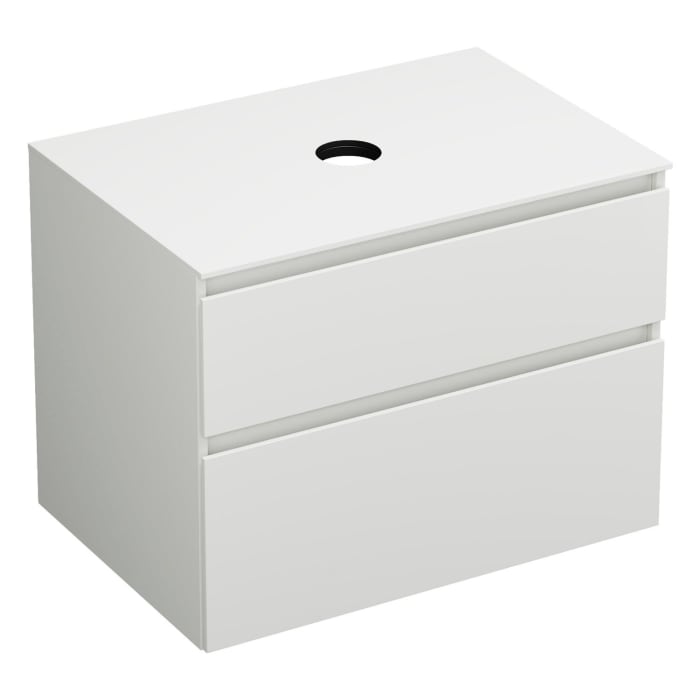 burgbad Lin20 Waschtischunterschrank mit Konsolenplatte 80 cm, 2 Auszüge, Beckenausschnitt mittig