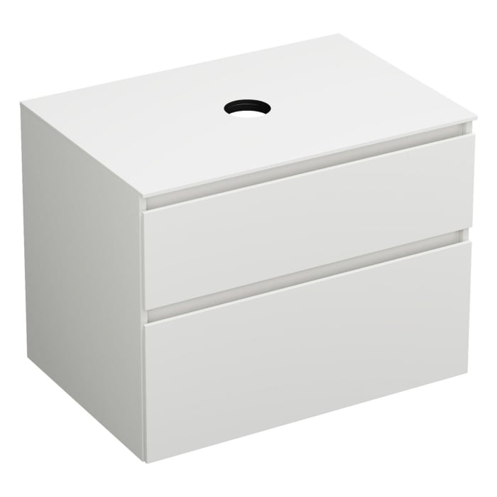 burgbad Lin20 Waschtischunterschrank mit Konsolenplatte 80 cm, 2 Auszüge, Beckenausschnitt mittig