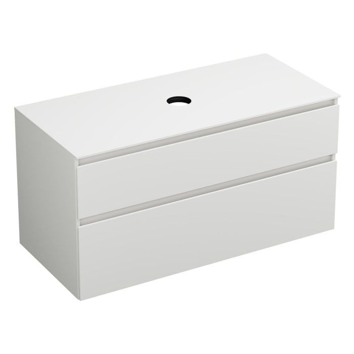 burgbad Lin20 Waschtischunterschrank mit Konsolenplatte 120 cm,  2 Auszüge, Beckenausschnitt mittig