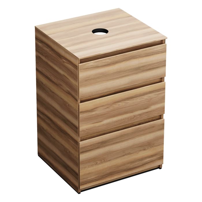 burgbad Lin20 Waschtischunterschrank mit Konsolenplatte 60 cm, 3 Auszüge, Beckenausschnitt mittig