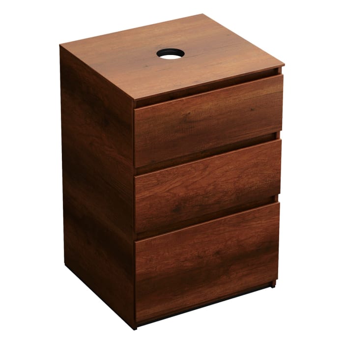 burgbad Lin20 Waschtischunterschrank mit Konsolenplatte 60 cm, 3 Auszüge, Beckenausschnitt mittig