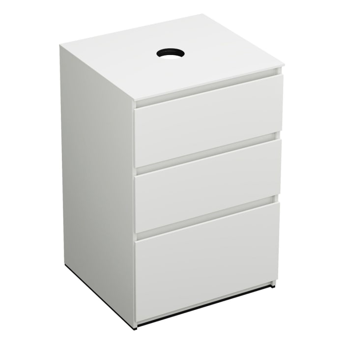 burgbad Lin20 Waschtischunterschrank mit Konsolenplatte 60 cm, 3 Auszüge, Beckenausschnitt mittig