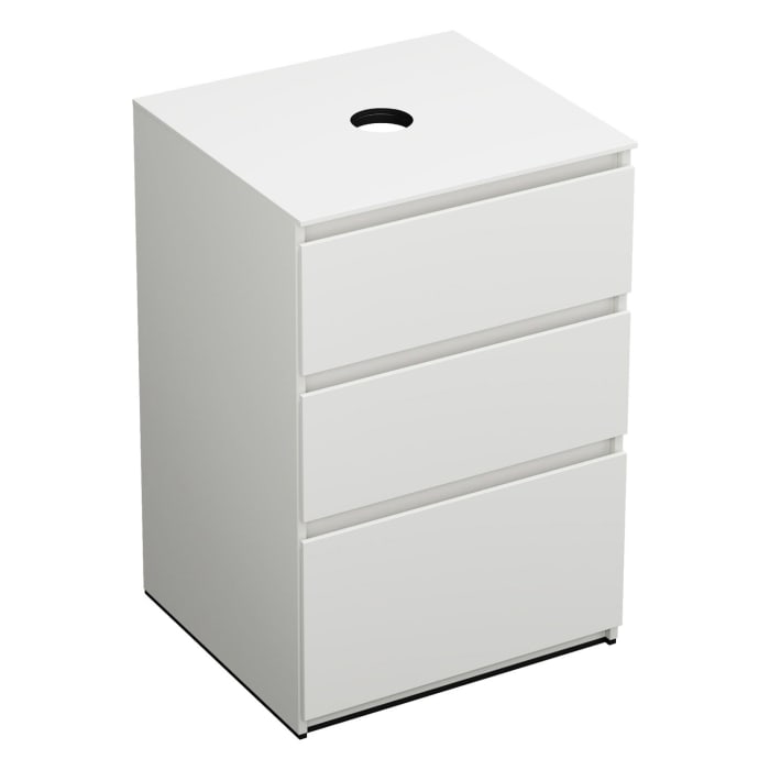 burgbad Lin20 Waschtischunterschrank mit Konsolenplatte 60 cm, 3 Auszüge, Beckenausschnitt mittig