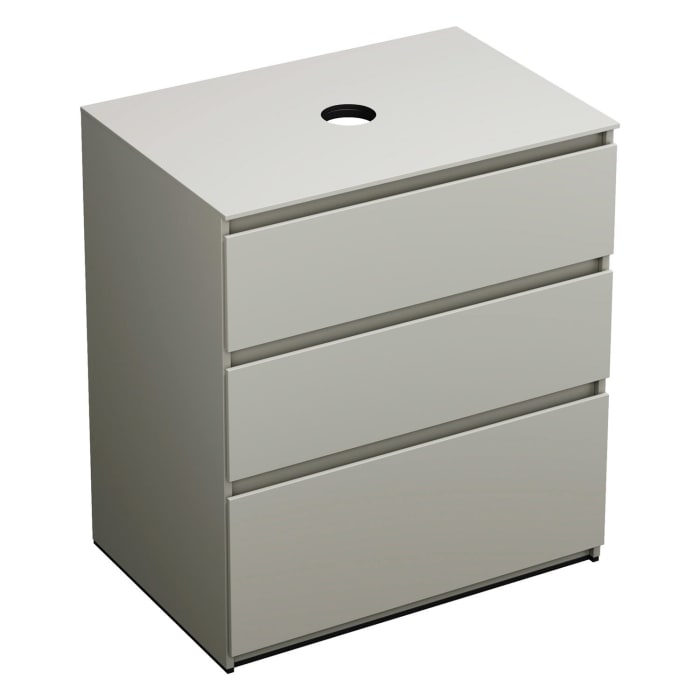 burgbad Lin20 Waschtischunterschrank mit Konsolenplatte 80 cm,  3 Auszüge, Beckenausschnitt mittig