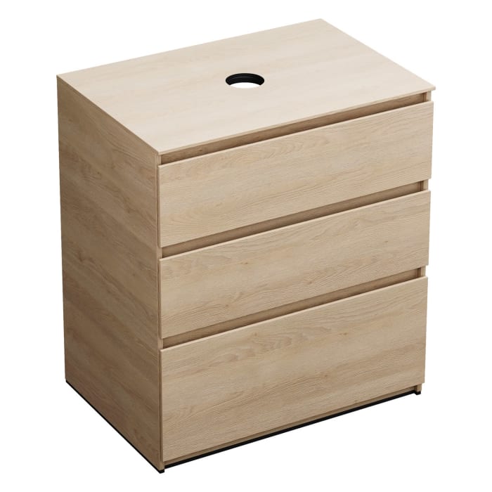 burgbad Lin20 Waschtischunterschrank mit Konsolenplatte 80 cm, 3 Auszüge, Beckenausschnitt mittig