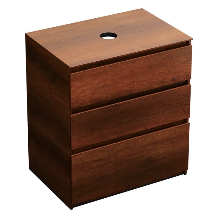 burgbad Lin20 Waschtischunterschrank mit Konsolenplatte 80 cm, 3 Auszüge, Beckenausschnitt mittig