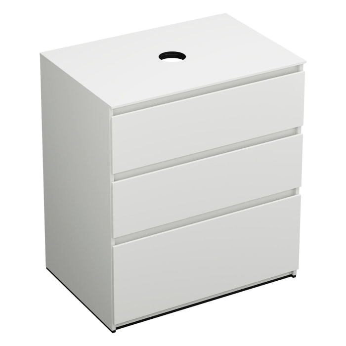 burgbad Lin20 Waschtischunterschrank mit Konsolenplatte 80 cm, 3 Auszüge, Beckenausschnitt mittig