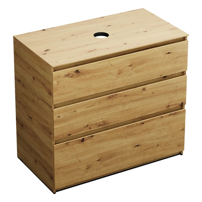 burgbad Lin20 Waschtischunterschrank mit Konsolenplatte 100 cm, 3 Auszüge, Beckenausschnitt mittig