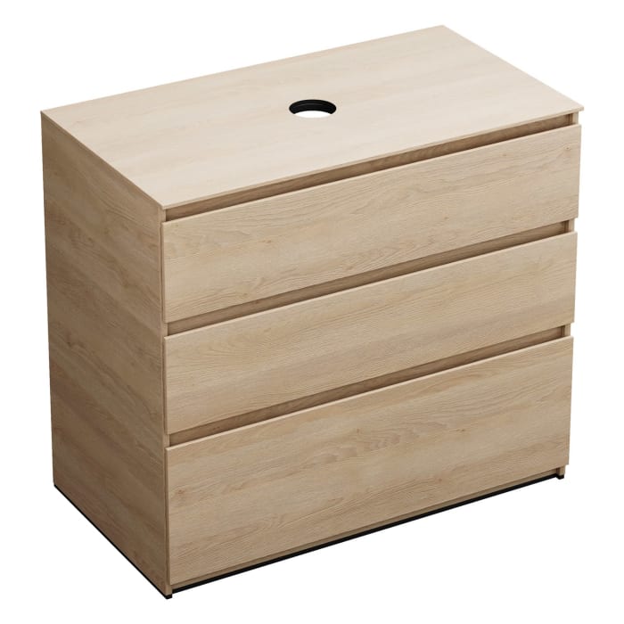 burgbad Lin20 Waschtischunterschrank mit Konsolenplatte 100 cm, 3 Auszüge, Beckenausschnitt mittig