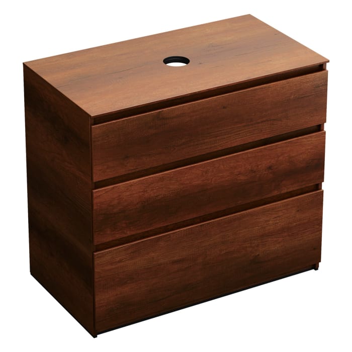 burgbad Lin20 Waschtischunterschrank mit Konsolenplatte 100 cm, 3 Auszüge, Beckenausschnitt mittig