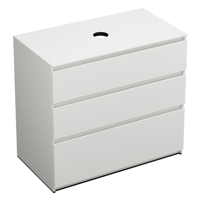 burgbad Lin20 Waschtischunterschrank mit Konsolenplatte 100 cm, 3 Auszüge, Beckenausschnitt mittig