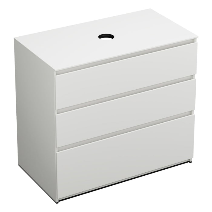 burgbad Lin20 Waschtischunterschrank mit Konsolenplatte 100 cm, 3 Auszüge, Beckenausschnitt mittig