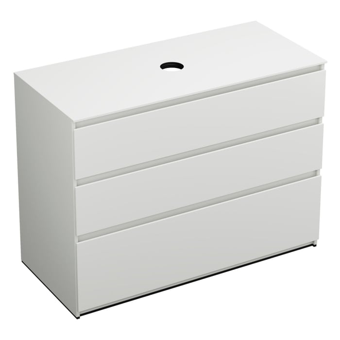 burgbad Lin20 Waschtischunterschrank mit Konsolenplatte 120 cm, 3 Auszüge, Beckenausschnitt mittig