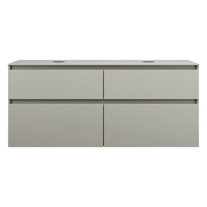 burgbad Lin20 Waschtischunterschrank mit Konsolenplatte 140 cm, 4 Auszüge, Beckenausschnitt links und rechts