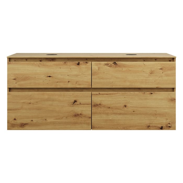 burgbad Lin20 Waschtischunterschrank mit Konsolenplatte 140 cm, 4 Auszüge, Beckenausschnitt links und rechts