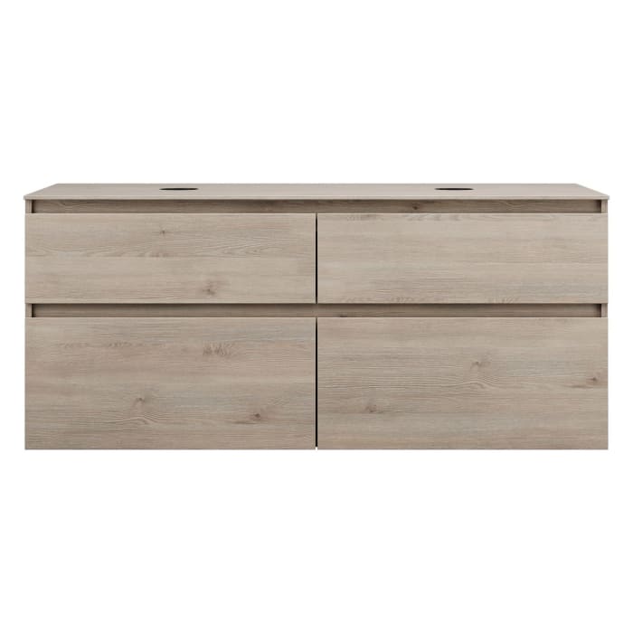 burgbad Lin20 Waschtischunterschrank mit Konsolenplatte 140 cm, 4 Auszüge, Beckenausschnitt links und rechts