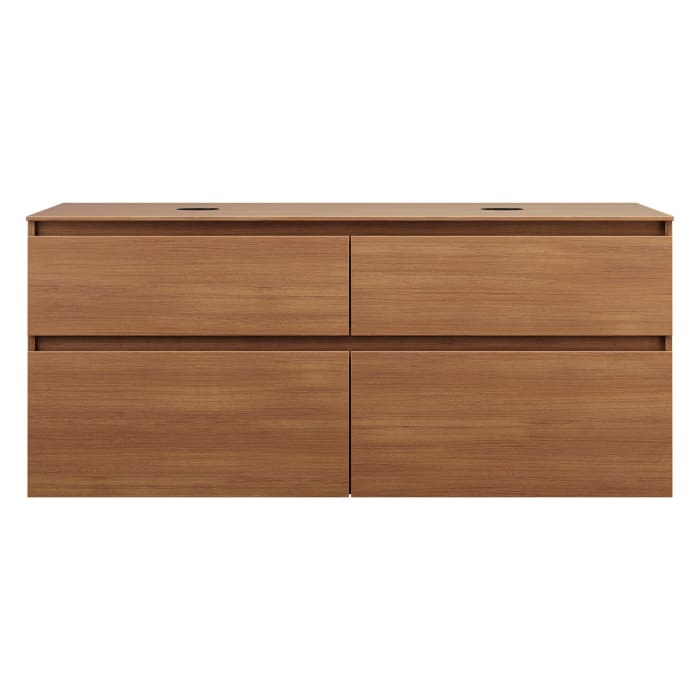 burgbad Lin20 Waschtischunterschrank mit Konsolenplatte 140 cm, 4 Auszüge, Beckenausschnitt links und rechts