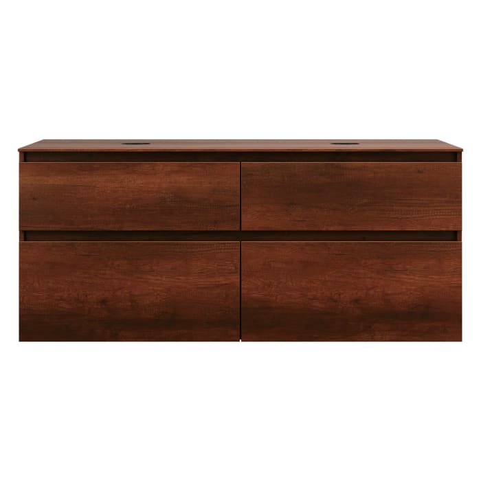 burgbad Lin20 Waschtischunterschrank mit Konsolenplatte 140 cm, 4 Auszüge, Beckenausschnitt links und rechts