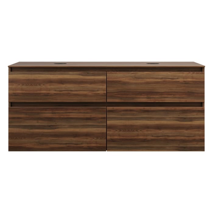 burgbad Lin20 Waschtischunterschrank mit Konsolenplatte 140 cm, 4 Auszüge, Beckenausschnitt links und rechts