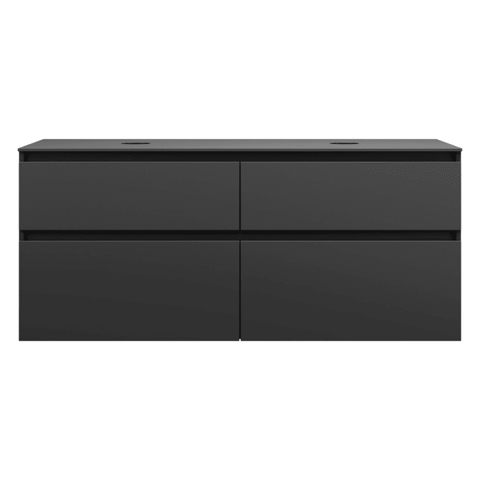 burgbad Lin20 Waschtischunterschrank mit Konsolenplatte 140 cm, 4 Auszüge, Beckenausschnitt links und rechts