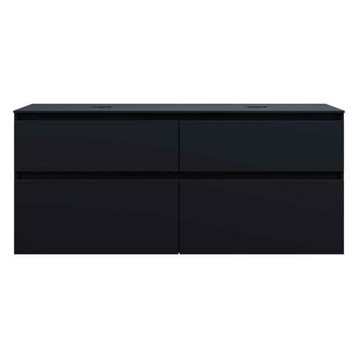 burgbad Lin20 Waschtischunterschrank mit Konsolenplatte 140 cm, 4 Auszüge, Beckenausschnitt links und rechts