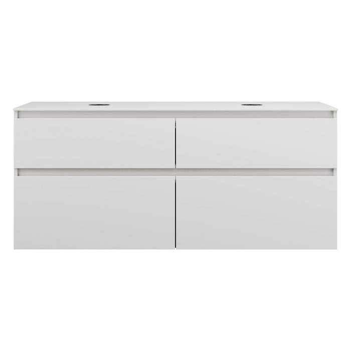 burgbad Lin20 Waschtischunterschrank mit Konsolenplatte 140 cm, 4 Auszüge, Beckenausschnitt links und rechts