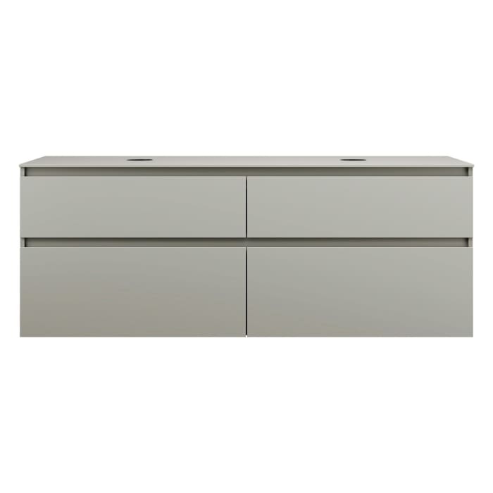 burgbad Lin20 Waschtischunterschrank mit Konsolenplatte 160 cm, 4 Auszüge, Beckenausschnitt links und rechts