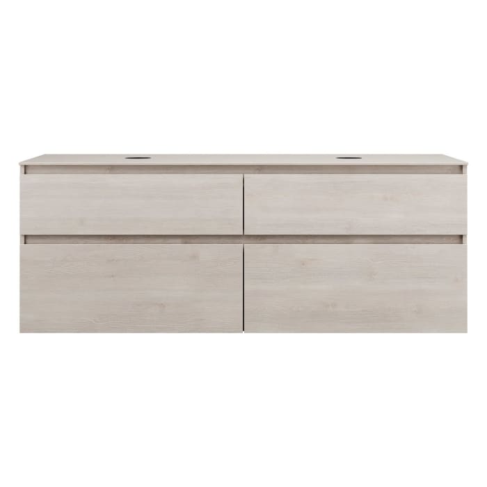 burgbad Lin20 Waschtischunterschrank mit Konsolenplatte 160 cm, 4 Auszüge, Beckenausschnitt links und rechts