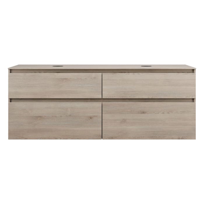 burgbad Lin20 Waschtischunterschrank mit Konsolenplatte 160 cm, 4 Auszüge, Beckenausschnitt links und rechts