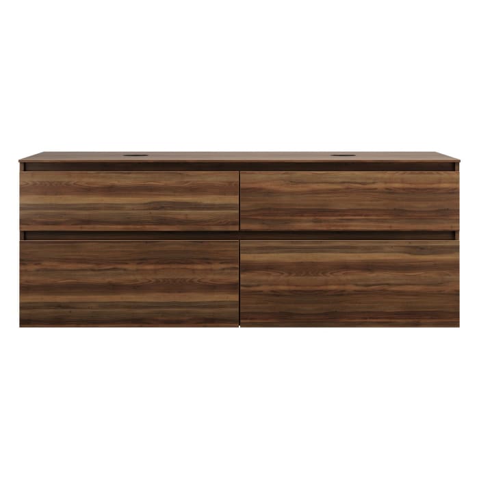 burgbad Lin20 Waschtischunterschrank mit Konsolenplatte 160 cm, 4 Auszüge, Beckenausschnitt links und rechts