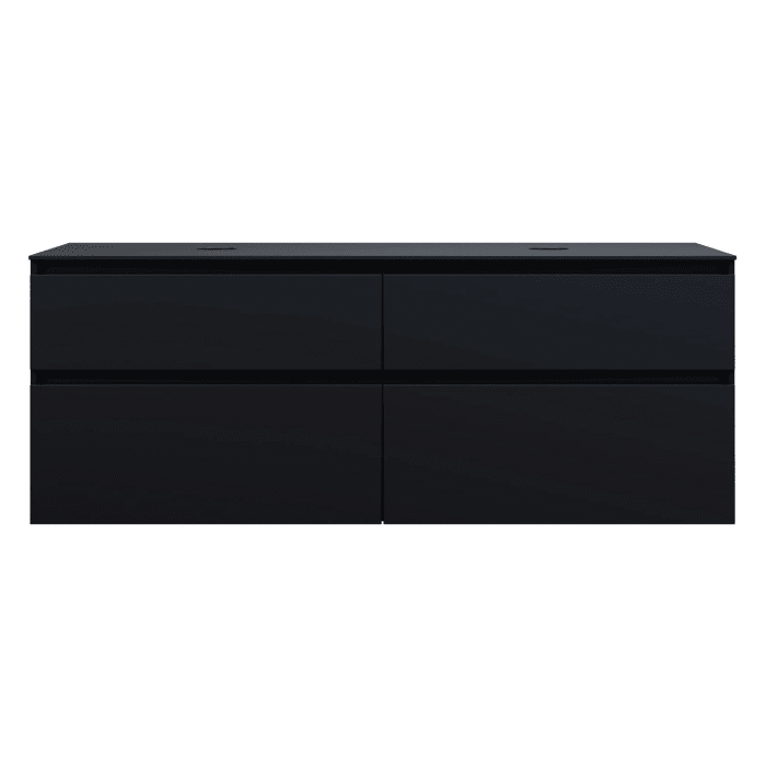 burgbad Lin20 Waschtischunterschrank mit Konsolenplatte 160 cm, 4 Auszüge, Beckenausschnitt links und rechts