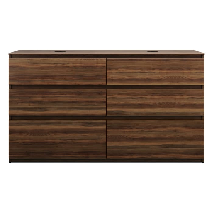 burgbad Lin20 Waschtischunterschrank mit Konsolenplatte 160 cm, 6 Auszüge, Beckenausschnitt links und rechts