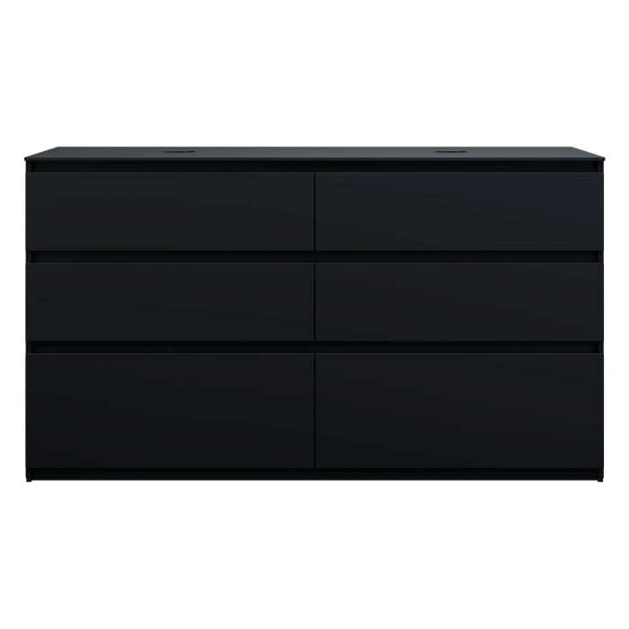 burgbad Lin20 Waschtischunterschrank mit Konsolenplatte 160 cm, 6 Auszüge, Beckenausschnitt links und rechts