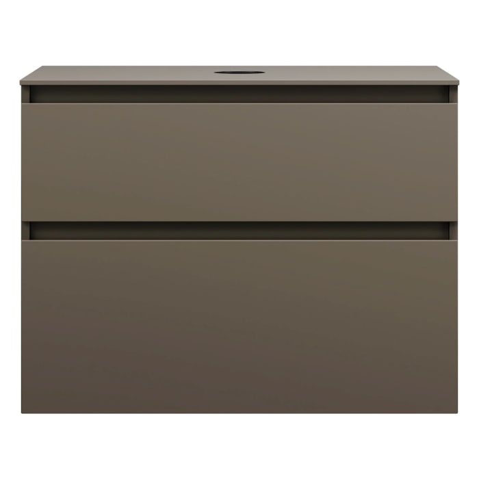 burgbad Lin20 Waschtischunterschrank mit Konsolenplatte 80 cm, 2 Auszüge, Beckenausschnitt mittig