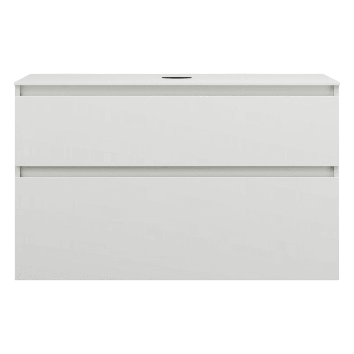 burgbad Lin20 Waschtischunterschrank mit Konsolenplatte 100 cm, 2 Auszüge, Beckenausschnitt mittig