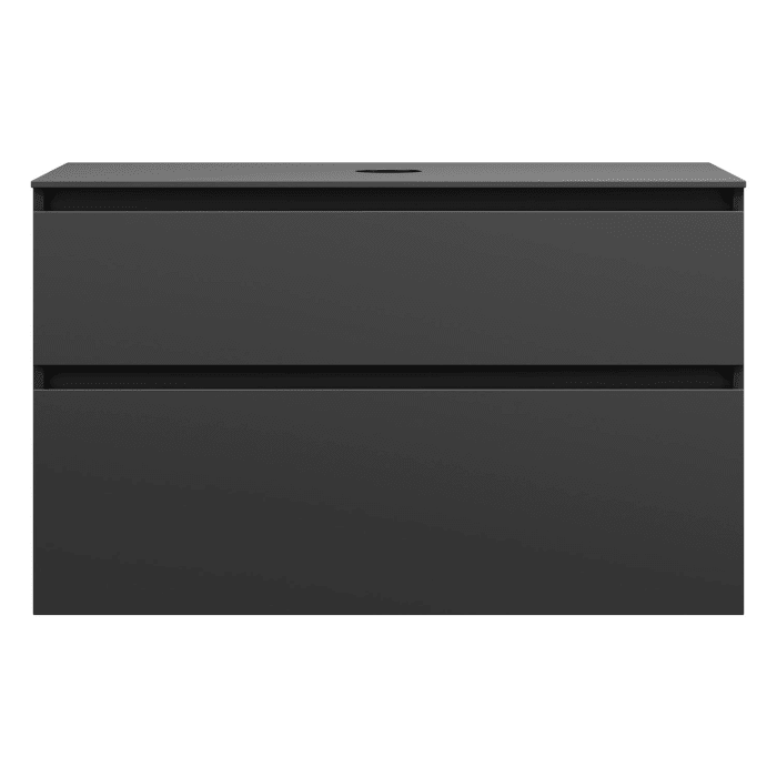 burgbad Lin20 Waschtischunterschrank mit Konsolenplatte 100 cm, 2 Auszüge, Beckenausschnitt mittig