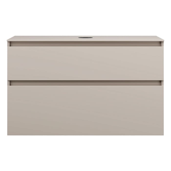 burgbad Lin20 Waschtischunterschrank mit Konsolenplatte 100 cm, 2 Auszüge, Beckenausschnitt mittig