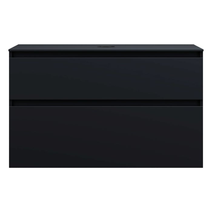 burgbad Lin20 Waschtischunterschrank mit Konsolenplatte 100 cm, 2 Auszüge, Beckenausschnitt mittig