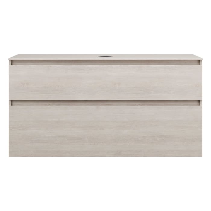 burgbad Lin20 Waschtischunterschrank mit Konsolenplatte 120 cm, 2 Auszüge, Beckenausschnitt mittig