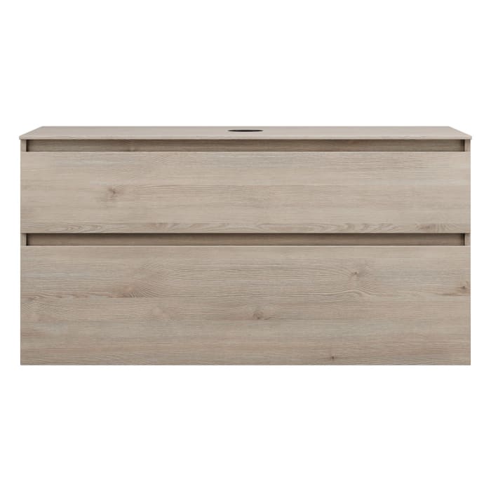 burgbad Lin20 Waschtischunterschrank mit Konsolenplatte 120 cm, 2 Auszüge, Beckenausschnitt mittig