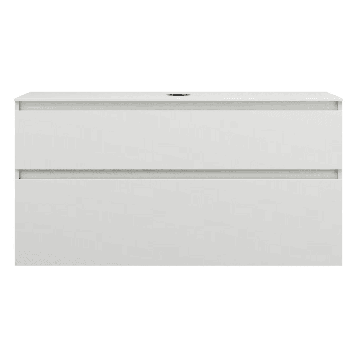 burgbad Lin20 Waschtischunterschrank mit Konsolenplatte 120 cm, 2 Auszüge, Beckenausschnitt mittig