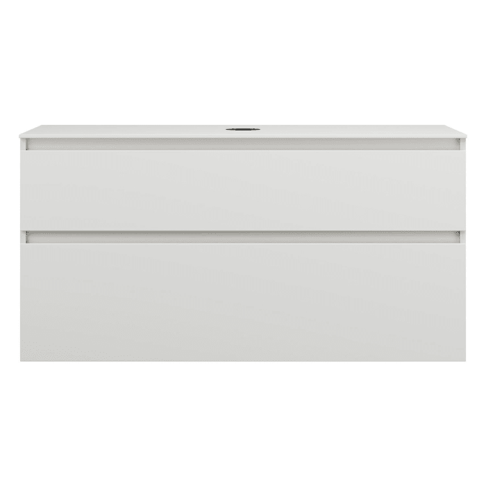 burgbad Lin20 Waschtischunterschrank mit Konsolenplatte 120 cm, 2 Auszüge, Beckenausschnitt mittig