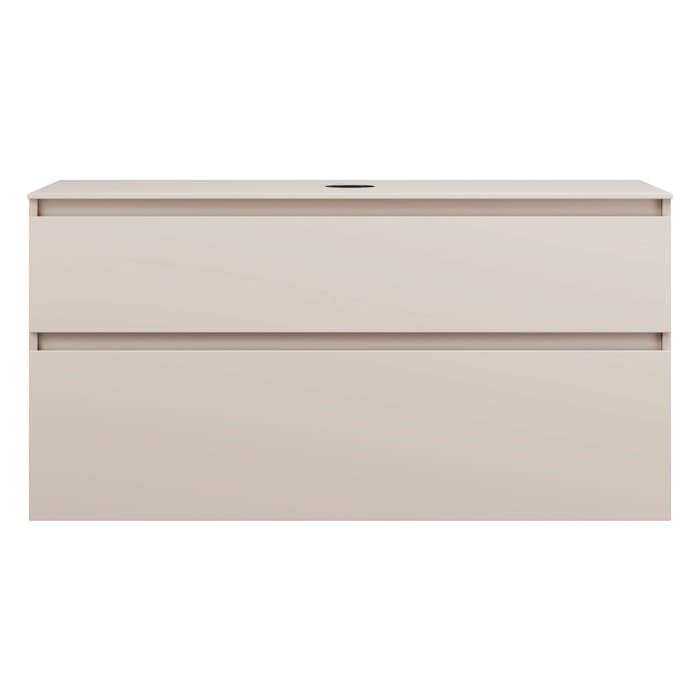 burgbad Lin20 Waschtischunterschrank mit Konsolenplatte 120 cm, 2 Auszüge, Beckenausschnitt mittig