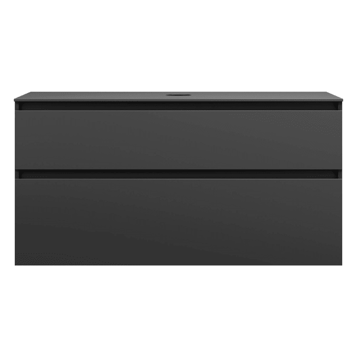 burgbad Lin20 Waschtischunterschrank mit Konsolenplatte 120 cm, 2 Auszüge, Beckenausschnitt mittig