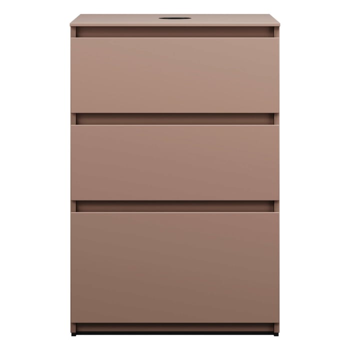 burgbad Lin20 Waschtischunterschrank mit Konsolenplatte 60 cm, 3 Auszüge, Beckenausschnitt mittig