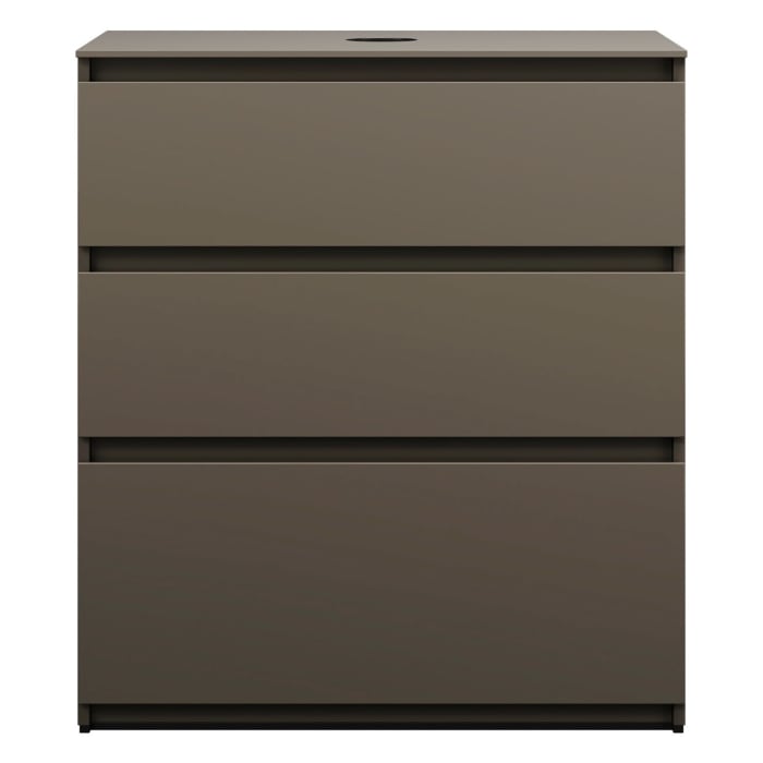 burgbad Lin20 Waschtischunterschrank mit Konsolenplatte 80 cm, 3 Auszüge, Beckenausschnitt mittig