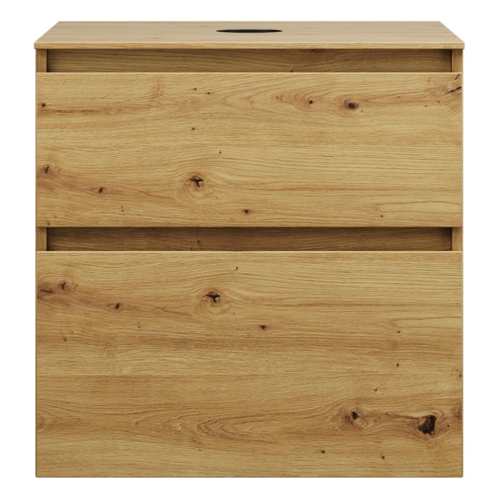 burgbad Lin20 Waschtischunterschrank mit Konsolenplatte 60 cm, 2 Auszüge, Beckenausschnitt mittig