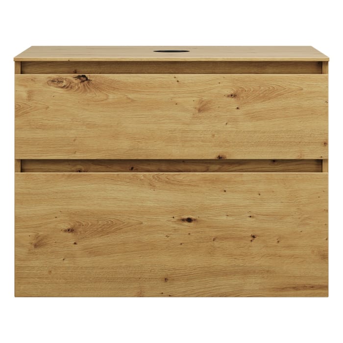 burgbad Lin20 Waschtischunterschrank mit Konsolenplatte 80 cm, 2 Auszüge, Beckenausschnitt mittig