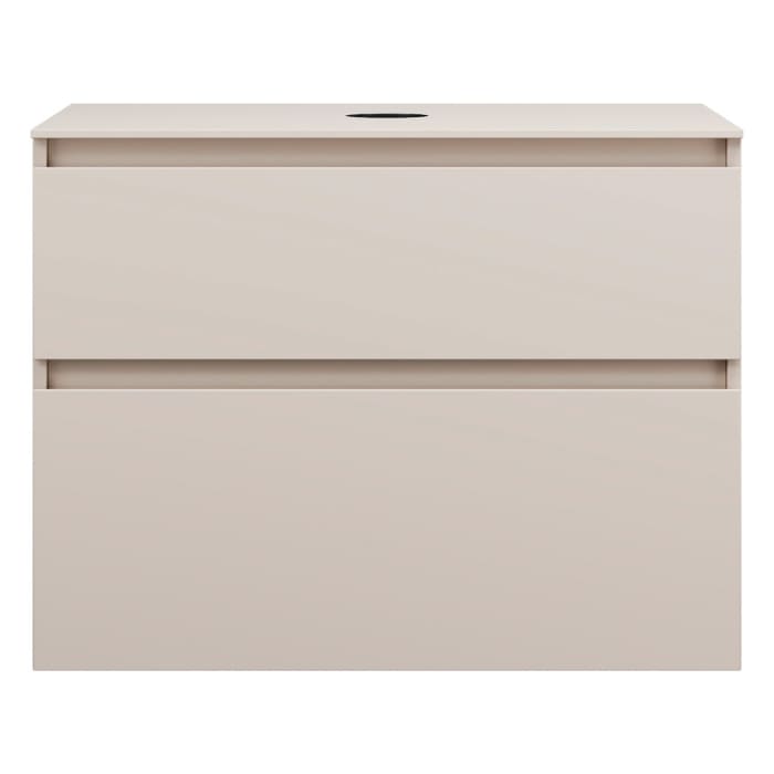 burgbad Lin20 Waschtischunterschrank mit Konsolenplatte 80 cm, 2 Auszüge, Beckenausschnitt mittig